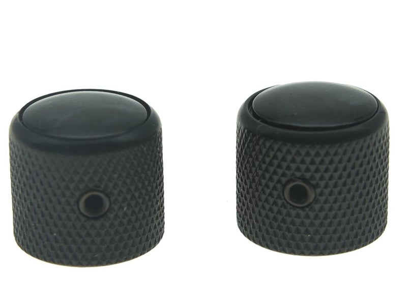 KAISH Set of 2 Pearl Top Guitar Dome Knobs with Set Screw for Tele Guitars - Black Pearl Cap Bass Knobs - Image 2